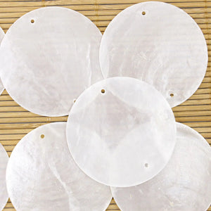 50Pcs 50mm Translucent Coin Shell Charms DIY 2 Holes