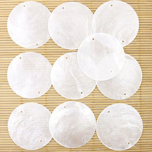 50Pcs 50mm Translucent Coin Shell Charms DIY 2 Holes