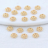 50PCS 6MM 14K Plated Brass Flowers Beads Caps Tassel Caps DIY Jewelry Accessorie