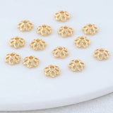 50PCS 6MM 14K Plated Brass Flowers Beads Caps Tassel Caps DIY Jewelry Accessorie