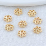 50PCS 6MM 14K Plated Brass Flowers Beads Caps Tassel Caps DIY Jewelry Accessorie