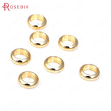 50PCS 6MM Hole 4MM 18K Brass Large Hole Spacer Beads Jewelry Making Supplies