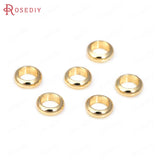 50PCS 6MM Hole 4MM 18K Brass Large Hole Spacer Beads Jewelry Making Supplies