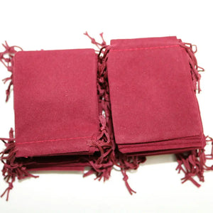 50PCS Dark Red Velvet Drawstring Jewelry Gift Bags 7x9CM