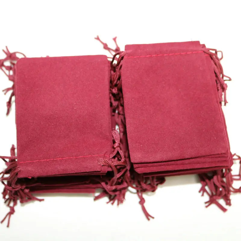 50PCS Dark Red Velvet Drawstring Jewelry Gift Bags 7x9CM