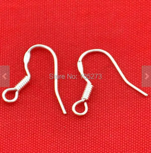 50PCS 925 Silver Earring Hooks French Earwire With Coil Findings 15mm