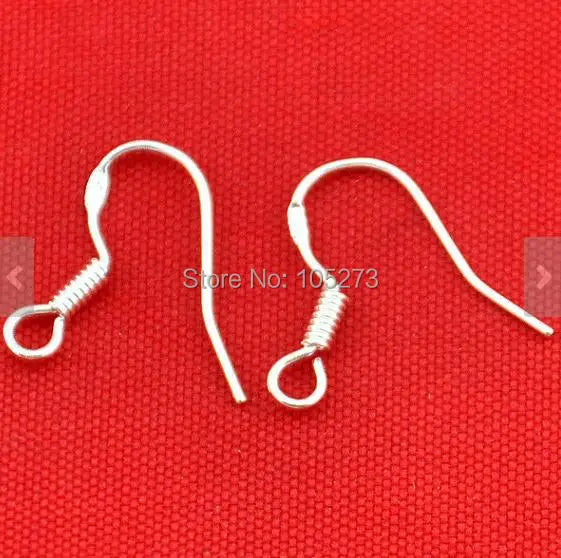 50PCS 925 Silver Earring Hooks French Earwire With Coil Findings 15mm
