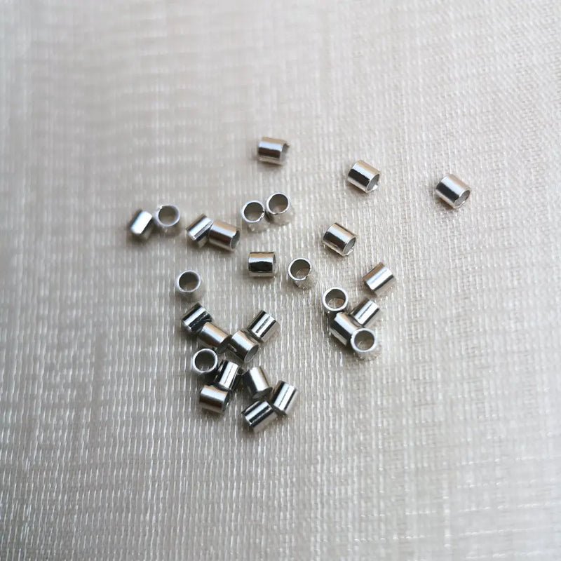 50PCS 925 Sterling Silver Crimp & End Beads for Jewelry Making