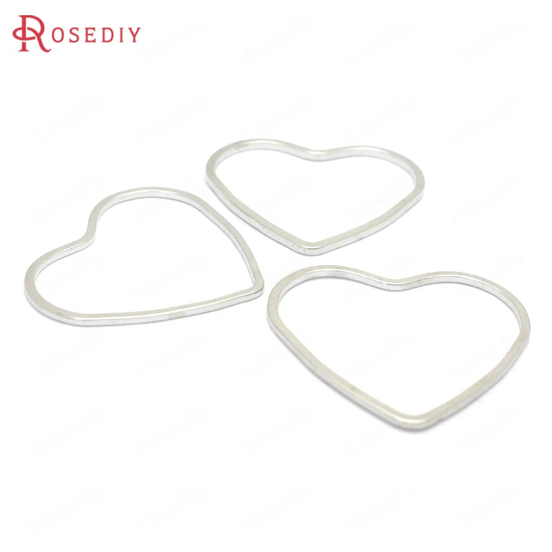 50PCS Brass Heart Shape Closed Rings Diy Jewelry Findings Accessories