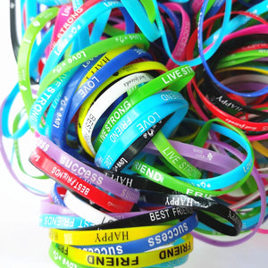 50PCS Silicone Hand Bracelets Sports Wristband For Kids Women Boy