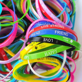 50PCS Silicone Hand Bracelets Sports Wristband For Kids Women Boy