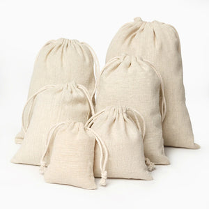 50PCS Cotton Linen Gift Bag Drawstring Pouch Wedding Candy Wrapping Logo Sack