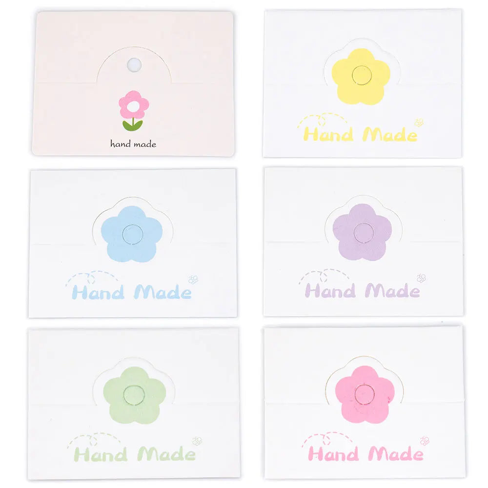 50PCS Flower Packaging Paper Cards for DIY Hairclip Barrettes Display