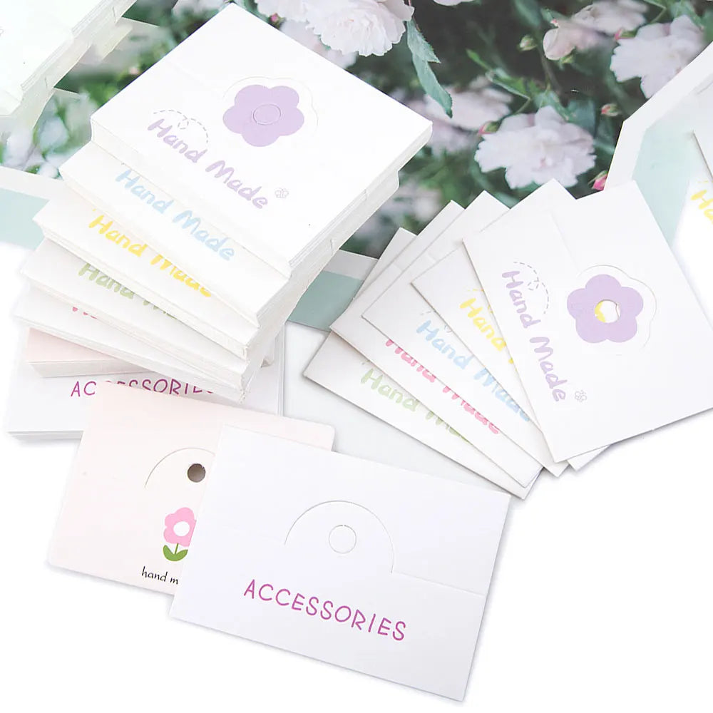 50PCS Flower Packaging Paper Cards for DIY Hairclip Barrettes Display