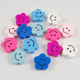 50PCS Plum Blossom Smiley Wooden Bead Spacer Beads DIY Jewelry Crafts Kids Toys