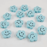 50PCS Plum Blossom Smiley Wooden Bead Spacer Beads DIY Jewelry Crafts Kids Toys