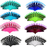 50PCS Acrylic Ear Gauge Tapers Stretching Kits Plug Mixed Flesh Tunnel
