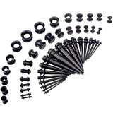 50PCS Acrylic Ear Gauge Tapers Stretching Kits Plug Mixed Flesh Tunnel