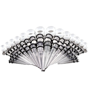 50PCS Ear Gauge Tapers Stretching Kits Acrylic Taper Plug Mixed Ear Flesh Tunnel