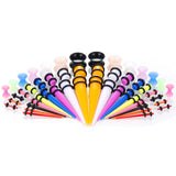 50PCS Ear Gauge Tapers Stretching Kits Acrylic Taper Plug Mixed Ear Flesh Tunnel