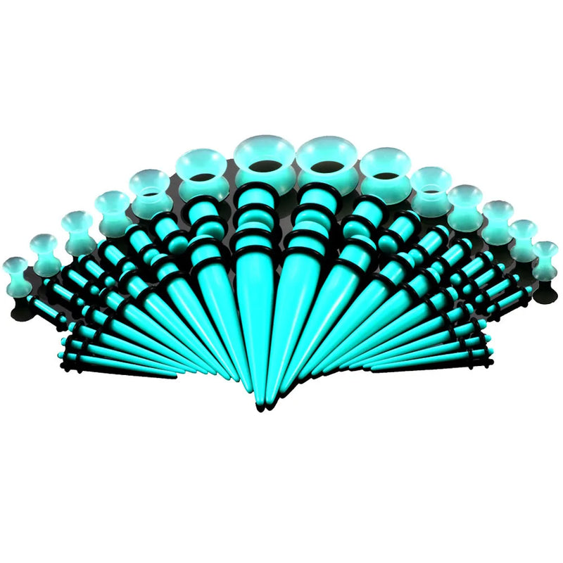 50PCS Ear Gauge Tapers Stretching Kit Plug Flesh Tunnel Expander Body Jewelry