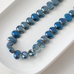 50PCS Flat Oval Glass Beads Cross Hole DIY Jewelry Making Supplies