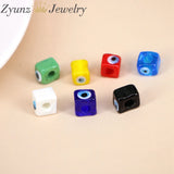 50PCS Glass Cube Lampwork Eye Beads Mix Square Beads For Jewelry