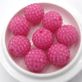 50PCS Hot Pink 20MM Neon Effect Chunky Resin Rhinestone Ball Beads