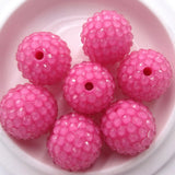 50PCS Hot Pink 20MM Neon Effect Chunky Resin Rhinestone Ball Beads