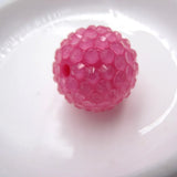 50PCS Hot Pink 20MM Neon Effect Chunky Resin Rhinestone Ball Beads