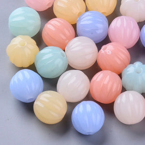 50PCS Jelly Acrylic Beads Corrugated Mixed 11x11mm
