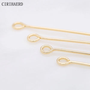 50PCS Jewelry Accessories 9 Words/Flat/Round Head Pins 14K Plated Metal Pin