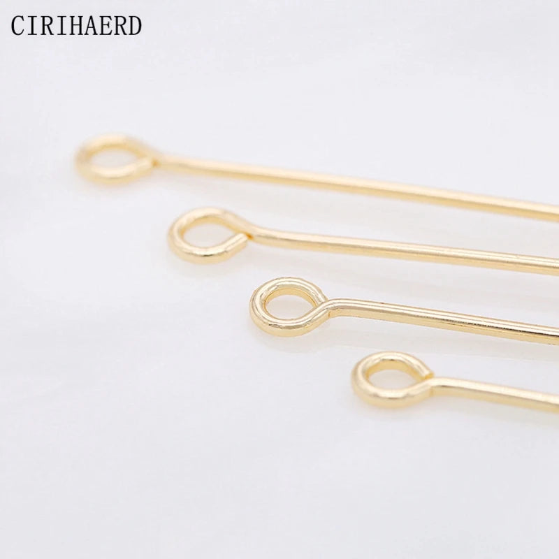 50PCS Jewelry Accessories 9 Words/Flat/Round Head Pins 14K Plated Metal Pin