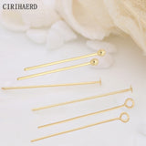 50PCS Jewelry Accessories 9 Words/Flat/Round Head Pins 14K Plated Metal Pin