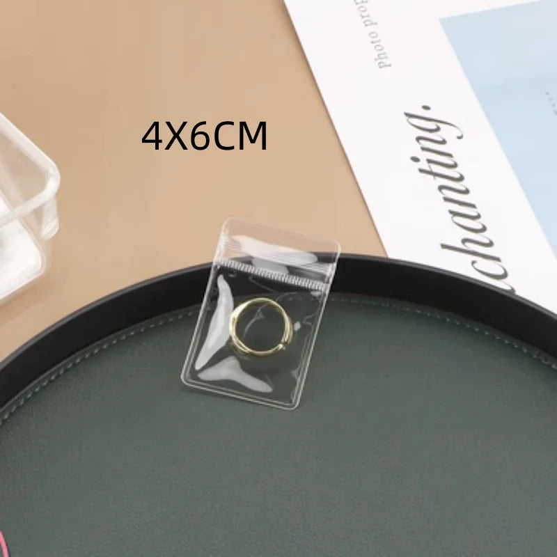 50PCS Jewelry Storage Bag Anti Oxidation PVC Transparent Sealing Bag