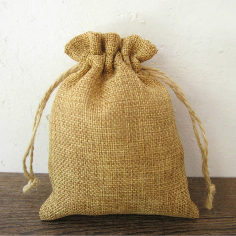 50PCS Jute Drawstring Pouch Jute Bags Drawstring Bag Gift Pouch Packaging