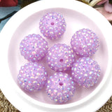 50PCS Light Purple 20mm Resin Rhinestone Ball Beads DIY Chunky Beads