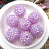 50PCS Light Purple 20mm Resin Rhinestone Ball Beads DIY Chunky Beads