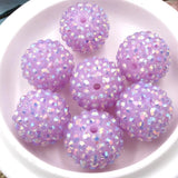 50PCS Light Purple 20mm Resin Rhinestone Ball Beads DIY Chunky Beads