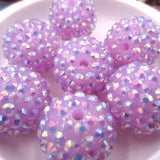 50PCS Light Purple 20mm Resin Rhinestone Ball Beads DIY Chunky Beads