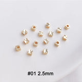 50PCS 2.5/3mm 14K Plated Cubic Brass Metal Beads for DIY Bracelet Making