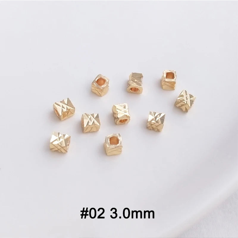 50PCS 2.5/3mm 14K Plated Cubic Brass Metal Beads for DIY Bracelet Making