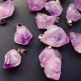 50PCS Amethysts Pendant Purple Quartz Chakra Reiki Natural Stone Point Pendulum
