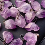 50PCS Amethysts Pendant Purple Quartz Chakra Reiki Natural Stone Point Pendulum