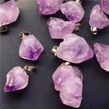 50PCS Amethysts Pendant Purple Quartz Chakra Reiki Natural Stone Point Pendulum