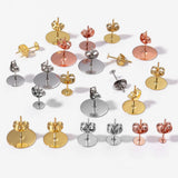 50PCS Stainless Steel Studs Blank Earring Bases DIY Jewelry Findings