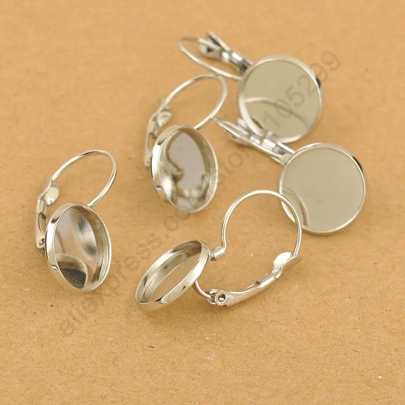 50PCS Plated Lever Back Earwires Earring Jewelry Making DIY Findings 12mm
