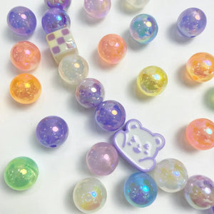 50PCS Luminous Acrylic Beads 16mm Round DIY Necklace Bracelets
