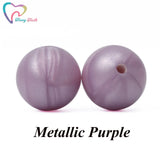 50PCS Marble Metallic Silicone Beads Baby Teething Chewable Beads