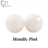 50PCS Marble Metallic Silicone Beads Baby Teething Chewable Beads